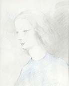 MARIE LAURENCIN, Profile of a Woman, coloured chalks